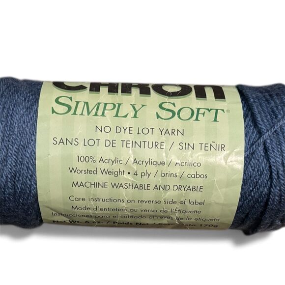Set of 3 Caron Simply Soft, Feathered Grey, Country Blue, Charcoal, Acrylic Yarn - Picture 3 of 10
